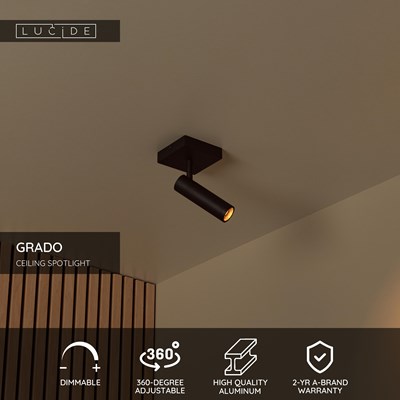 Lucide GRADO - Ceiling spotlight - 1xGU10 (MR11) - Black